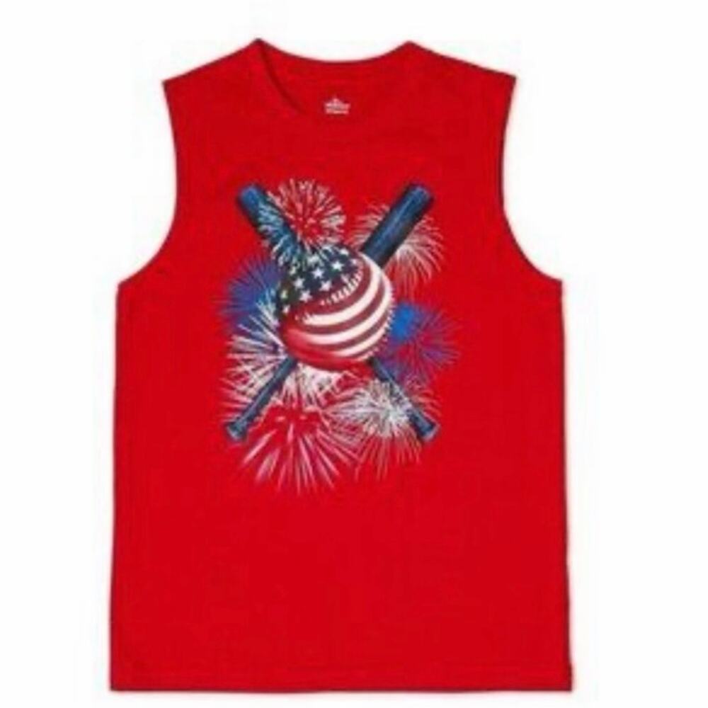 Way To Celebrate Boys Navy Blue American Flag Baseball Tee